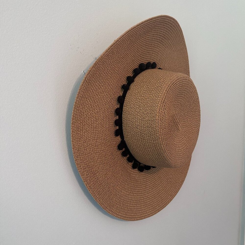 Brown Woven Women's Sun Hat with Black Detail